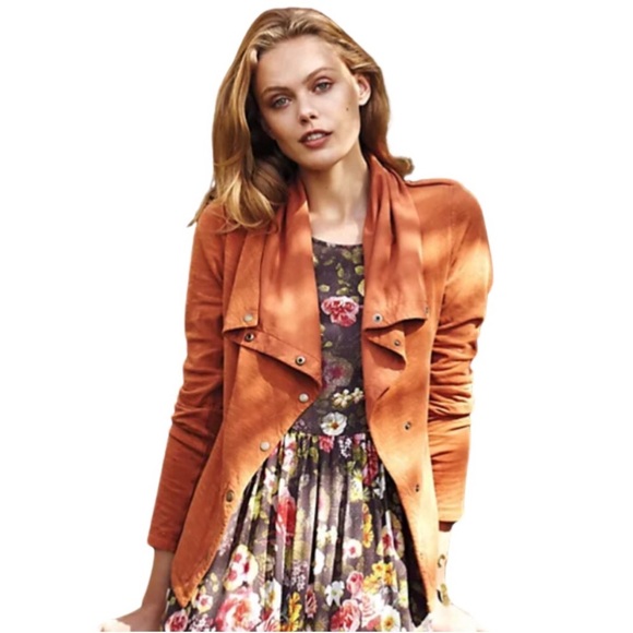 Anthropologie Saturday Sunday Tavi Moto Cotton Knit Jacket, Rust Orange - Size S - Picture 2 of 9